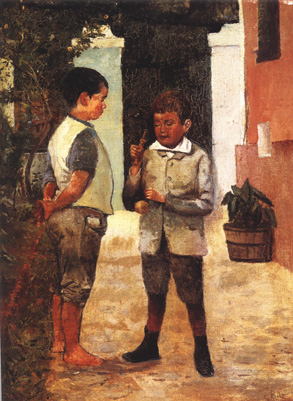 Belmiro Barbosa de Almeida Júnior (1858-1935). "Dois Meninos Jogando Bilboquê". 